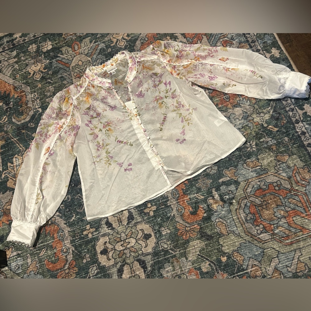Bailey 44 Floral Lace-Trim Blouse